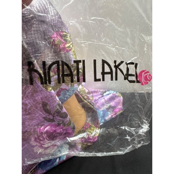 Rinati Lakel Purple Floral Leatherette Kaly Easy Headscarf Satin Feel Floral Pat - Picture 6 of 8